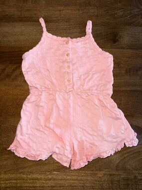 Zara Light Pink Knit Romper with Button Front